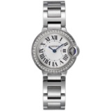 Cartier Women's Ballon Bleu Diamond Round Stainless Steel Case White Dial Sapphire Push/Pull Quartz