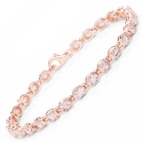 APP: 1.3k 3.90CT Oval Cut Morganite .925 Sterling Silver  Bracelet - Great Investment -PNR-