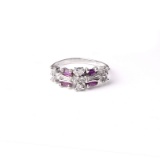 APP: 1.1k Fine Jewelry 0.75CT Ruby And Topaz Platinum Over Sterling Silver Ring