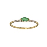 APP: 0.4k Fine Jewelry 14KT. Gold, 0.12CT Green Emerald And Diamond Ring