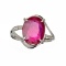 Fine Jewelry Designer Sebastian 5.14CT Ruby And Colorless Topaz Platinum Over Sterling Silver Ring