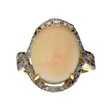 APP: 3.7k 14KT. Yellow/White Gold, 4.04CT Opal And Diamond Ring