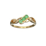 APP: 0.9k Fine Jewelry, Designer Sebastian, 14KT. Gold, 0.25CT Round Cut Emerald And Diamond Ring