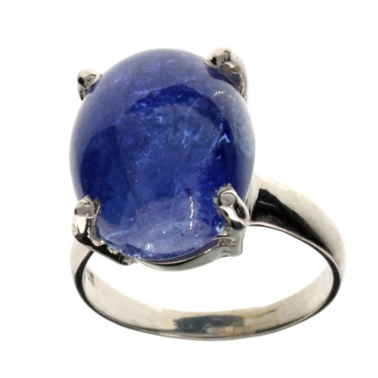 APP: 2.3k Fine Jewelry Designer Sebastian 20.30CT Cabochon Cut Tanzanite and Sterling Silver Ring