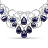 APP: 9k 222.88CT Pear Cut Sapphire Silver Necklace - Great Investment - Intricate Quality! -PNR-