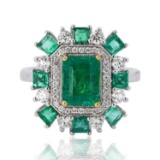 APP: 9.6k 2.39ctw Emerald and 0.49ctw Diamonds 18K White Gold Ring (Vault_R15_38540)