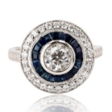 APP: 6.9k 0.60ct Diamond and 0.86ctw Blue Sapphire Platinum Ring (0.96ctw Diamonds) (Vault_R15_38515