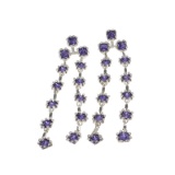 Sterling Silver Fancy Purple French Cubic Zirconium Earrings