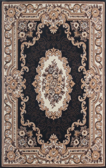 Gorgeous 4x6 Emirates (1514) Black Rug  Plush, High Quality Made in Turkey (No Rugs Sold Out Of Coun