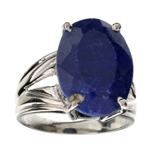 APP: 1.5k Fine Jewelry Designer Sebastian 11.19CT Oval Cut Blue Sapphire and Sterling Silver Ring