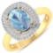 APP: 5.8k Gorgeous 14K Yellow Gold 1.21CT Oval Cut Aquamarine and White Diamond Ring - Great Investm