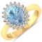 APP: 5.2k Gorgeous 14K Yellow Gold 0.91CT Oval Cut Aquamarine and White Diamond Ring - Great Investm