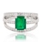 APP: 6.7k 1.51ct Emerald and 0.60ctw Diamond Platinum Ring (Vault_R15_38501)