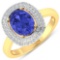 APP: 6k Gorgeous 14K Yellow Gold 1.31CT Oval Cut Tanzanite and White Diamond Ring - Great Investment