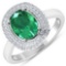 APP: 8.4k Gorgeous 14K White Gold 1.41CT Oval Cut Zambian Emerald and White Diamond Ring - Great Inv