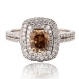 APP: 10.1k 1.18ct Fancy Brown CENTER Diamond 18K White Gold Ring (2.11ctw Diamonds) (Vault_R15_38483