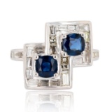 APP: 5.8k 0.98ctw Blue Sapphire and 1.53ctw Diamond 18K White Gold Ring (Vault_R15_38490)