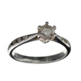 APP: 0.9k 14KT. White Gold, 0.33CT Round Cut Diamond Ring