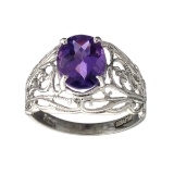 APP: 0.5k Fine Jewelry Designer Sebastian, 2.23CT Oval Cut Amethyst And Sterling Silver Ring