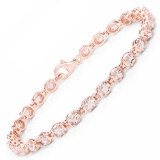 APP: 1.3k 3.90CT Oval Cut Morganite .925 Sterling Silver  Bracelet - Great Investment -PNR-