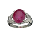 APP: 1.2k Fine Jewelry Designer Sebastian, 6.23CT Ruby And White Topaz Sterling Silver Ring