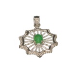 APP: 0.2k Fine Jewelry 0.38CT Cabochon Cut Green Emerald And Sterling Silver Pendant