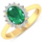 APP: 8k Gorgeous 14K Yellow Gold 1.41CT Oval Cut Zambian Emerald and White Diamond Ring - Great Inve