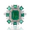APP: 9.6k 2.39ctw Emerald and 0.49ctw Diamonds 18K White Gold Ring (Vault_R15_38540)