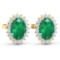 APP: 5.2k Gorgeous 14K Yellow Gold 1.92CT Oval Cut Zambian Emerald and White Diamond Earrings - Grea
