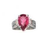 APP: 9k Fine Jewelry 14KT. White Gold, 3.35CT Pink Tourmaline And Diamond Ring