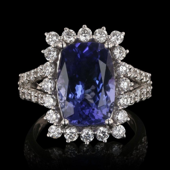 APP: 21.9k 6.26ct DARK Tanzanite and 1.45ctw Diamond Platinum Ring (GIA CERTIFIED) (Vault_R16_23278)