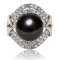 APP: 10.5k 12mm Tahitian Pearl and 0.97ctw Diamond Platinum Ring (Vault_R16_38048)