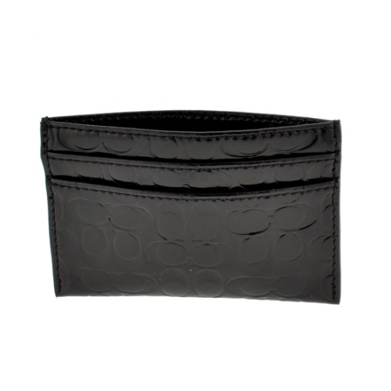 Brand New Coach Embossed Black Liquid Gloss Card Case