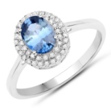 APP: 2.4k 10KT White Gold 1.00CT Blue Sapphire and White Diamond Ring -Great Investment- (Vault_Q) (