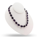 APP: 19k 186.78ctw Amethyst and 7.74ctw Colorless Sapphire Silver Necklace (Vault_R16_38073)