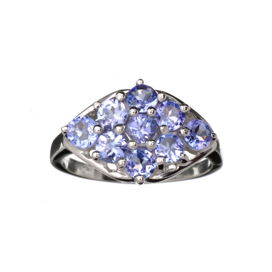 Designer Sebastian 1.80CT Oval Cut Violet Blue Tanzanite And Platinum Over Sterling Silver Ring