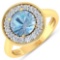 APP: 9.1k Gorgeous 14K Yellow Gold 1.41CT Round Cut Aquamarine and White Diamond Ring - Great Invest