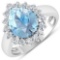 APP: 9.9k Gorgeous 14K White Gold 2.11CT Pear Cut Aquamarine and White Diamond Ring - Great Investme