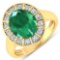 APP: 19k Gorgeous 14K Yellow Gold 2.81CT Oval Cut Zambian Emerald and White Diamond Ring - Great Inv