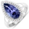 APP: 13.5k Gorgeous 14KT. White Gold 4.09 Tanzanite and Diamond Ring -PNR-