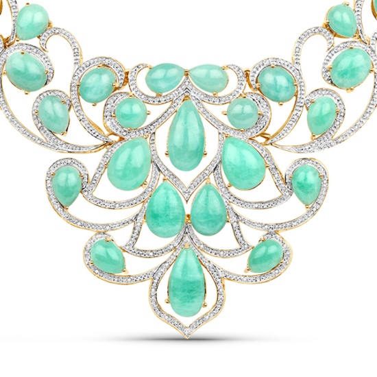 APP: 13.1k 110.54CT Pear Cut Emerald Silver Necklace - Great Investment - Fascinating Piece! -PNR-