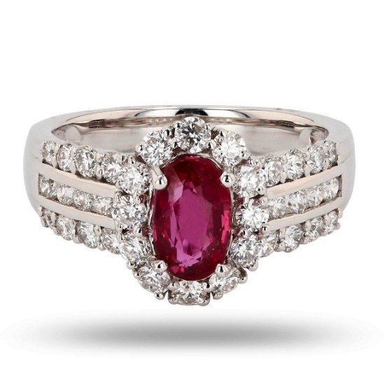 APP: 15.2k 1.49ct UNHEATED Ruby and 0.99ctw Diamond Platinum Ring (GIA CERTIFIED) (Vault_R16_38741)