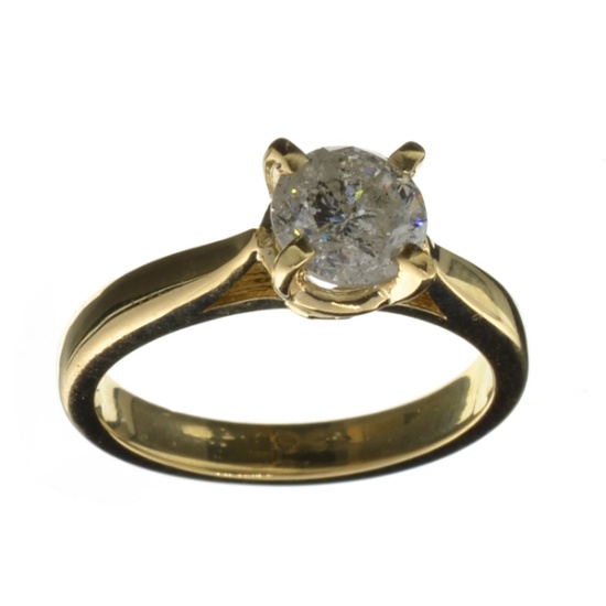 APP: 6.2k 18 kt. Gold, 1.06CT Round Cut Diamond Ring