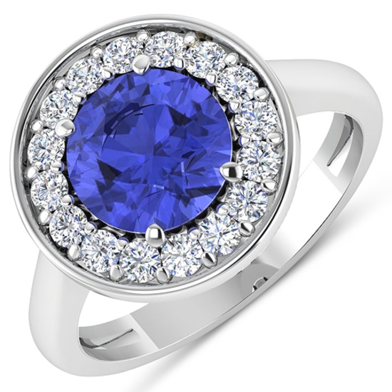 APP: 10.8k Gorgeous 14K White Gold 1.86CT Round Cut Tanzanite and White Diamond Ring - Great Investm