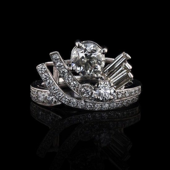 APP: 16.8k 1.18ct CENTER Diamond Platinum Ring (2.22ctw Diamonds) (Vault_R16_38739)