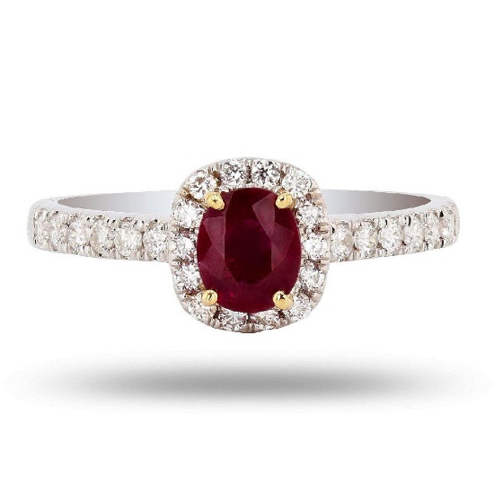 APP: 4.5k 0.65ct Ruby and 0.32ctw Diamond 18K White and Yellow Gold Ring (Vault_R16_38736)