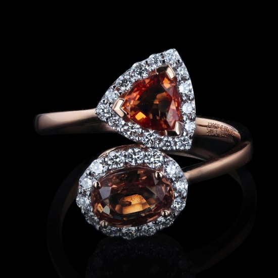 APP: 4.9k 1.72ctw Orange Sapphire and 0.36ctw Diamond 18K Rose Gold Ring (Vault_R16_38756)