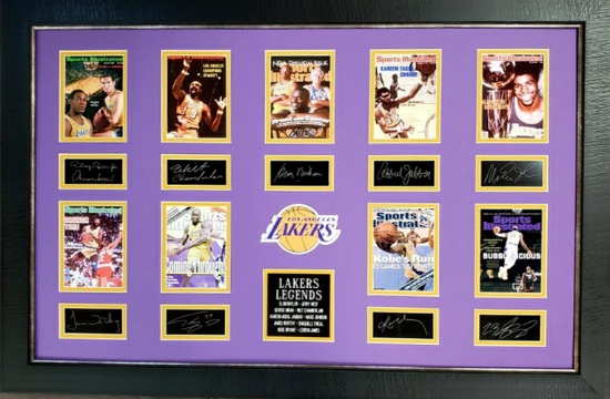 *Rare L.A. Laker Legends Museum Framed Collage - Plate Signed