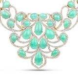APP: 13.1k 110.54CT Pear Cut Emerald Silver Necklace - Great Investment - Fascinating Piece! -PNR-