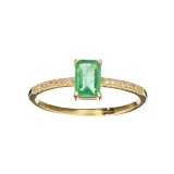 APP: 1.4k Fine Jewelry, Designer Sebastian 14KT. Gold, 0.61CT Emerald and 0.05CT Diamond Ring
